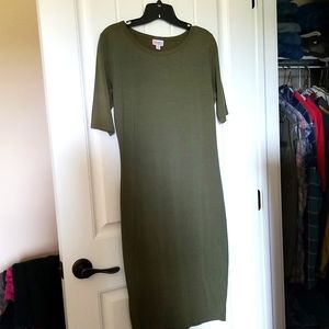LuLaRoe Julia dress olive green medium